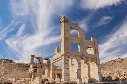 Sunny view of the abandon building in Rhyolite area photo