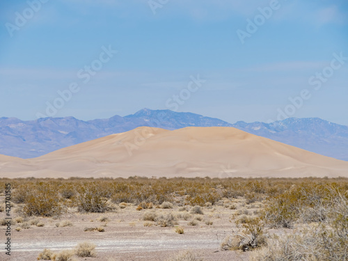Sunny view of the Amargosa Sand Dunes in a hot day