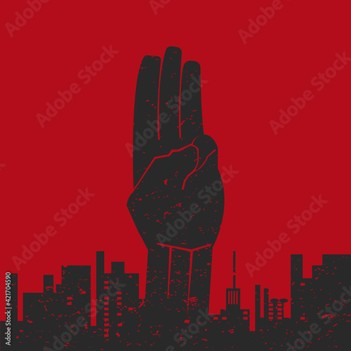 three finger salute over the city - vector