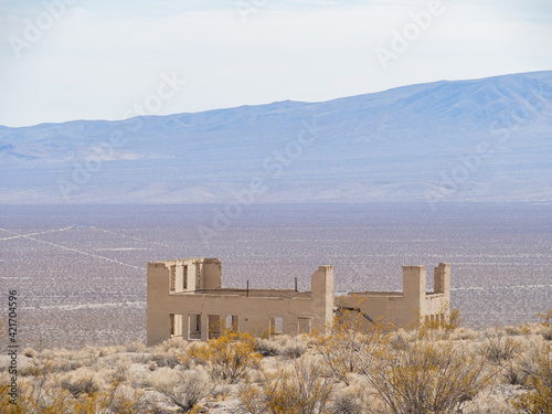 Sunny view of the abandon building in Rhyolite area photo