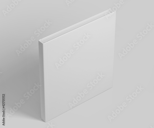 White Square Hard Cover Book Mockup, Magazine, Book, Booklet, Brochure, 3D Rendered on light gray background 