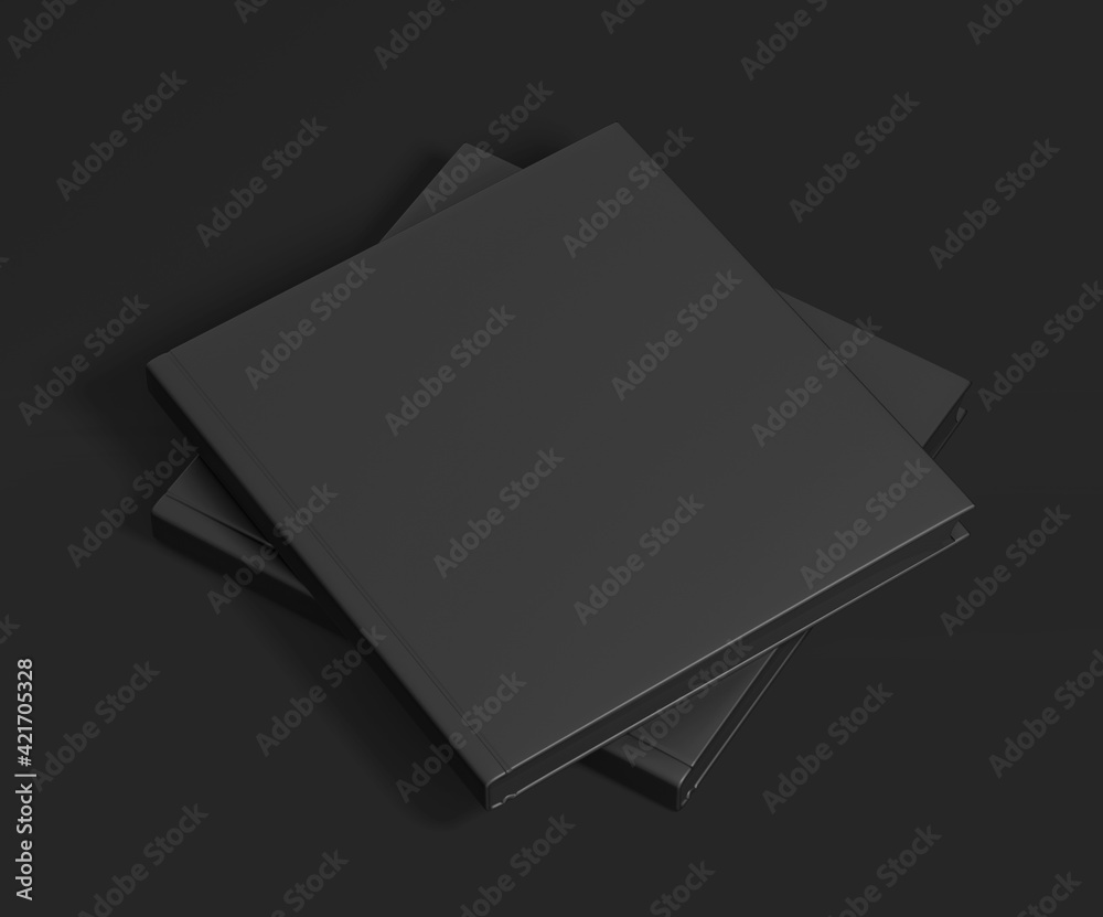 Black Square Hard Cover Book Mockup, Magazine, Book, Booklet, Brochure, 3D Rendered on Dark background Black Square Hard Cover Book Mockup, Magazine, Book, Booklet, Brochure, 3D Rendered on Dark background