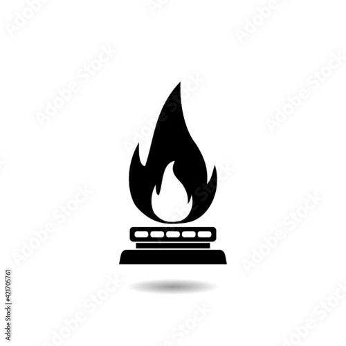 Gas stove icon with shadow