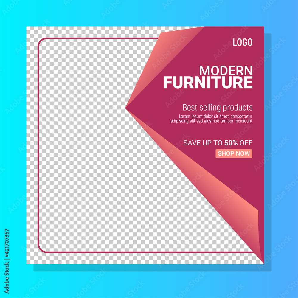 Modern furniture sale banner for flyer and social media post template design
