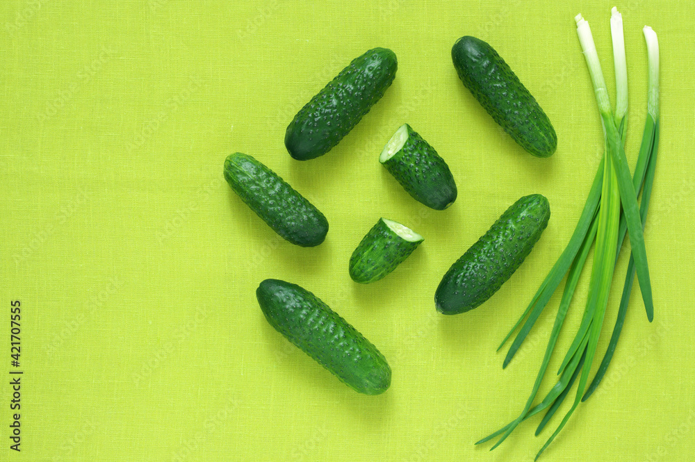 Total green still life of fresh vegetables Total green still life of fresh vegetables