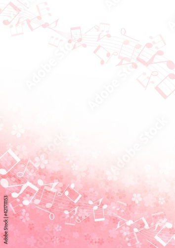桜と音符の背景イラスト no.16