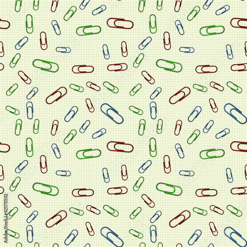 Seamless vector paper clips background