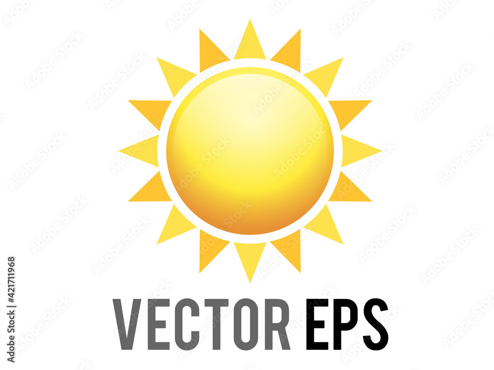 Vector gradient shinny orange sun or hot weather icon with eight triangular rays Vector gradient shinny orange sun or hot weather icon with eight triangular rays