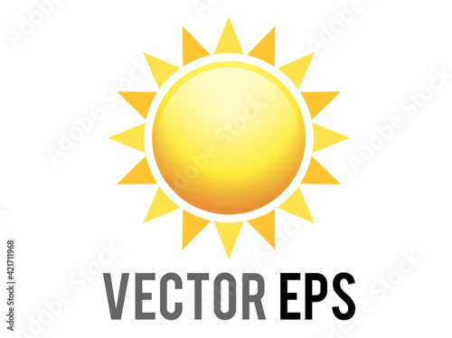 Vector gradient shinny orange sun or hot weather icon with eight triangular rays