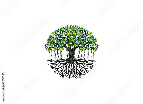 banyan tree logo vector photo