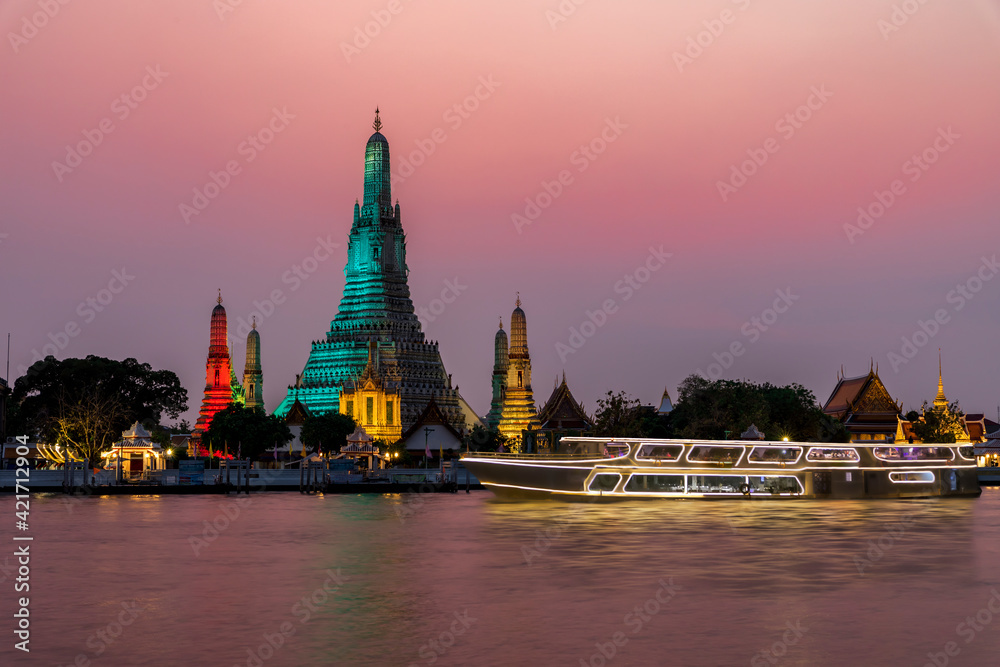 Global Greening Programme 2021 In celebration of the National Day of Ireland (St. Patrick’s Day), Wat Arun Temple, on the Chao Phraya River in Bangkok, Thailand