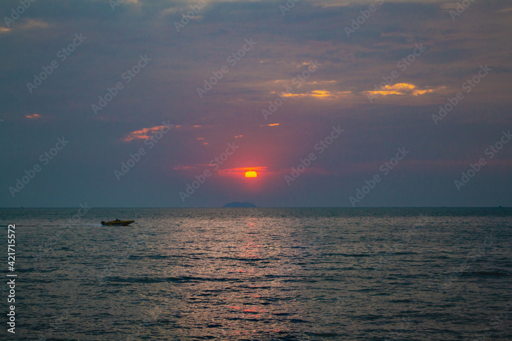 Sunset on Pattaya Beach.The famous tourist attraction in Thailand. Sunset on Pattaya Beach.The famous tourist attraction in Thailand.