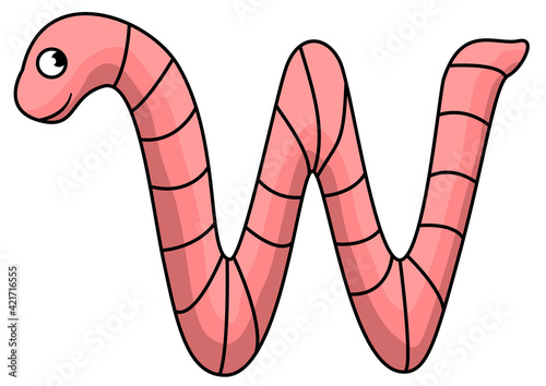 Letter W for Worm Vector. Familiar worms include the earthworms, members of phylum Annelida. Other invertebrate groups may be called worms