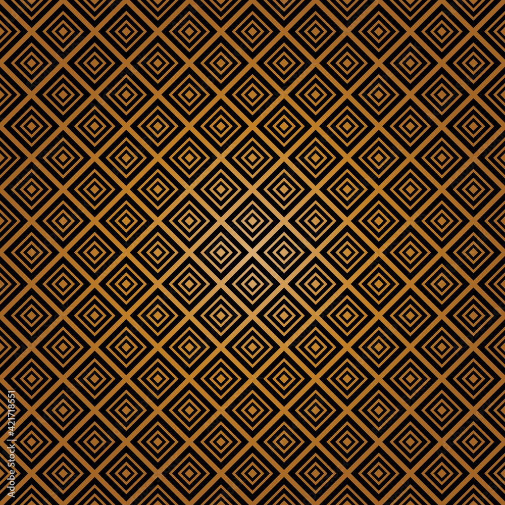 Seamless of square pattern. Design diagonal tile gold on black background. Design print for illustration, texture, textile, wallpaper, background.
