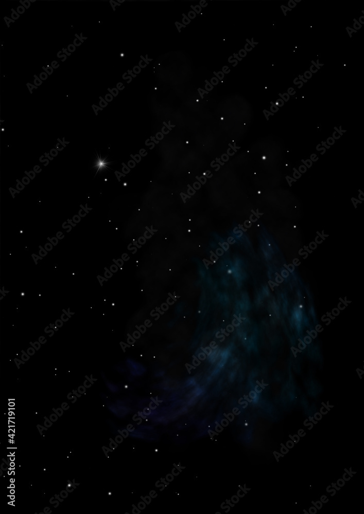 Obraz premium Star field and distant cold space nebula.