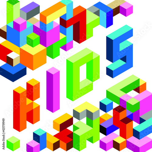Colorful isometric background design for kids