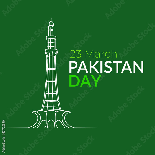 Pakistan Day . Pakistan Minar background design.
