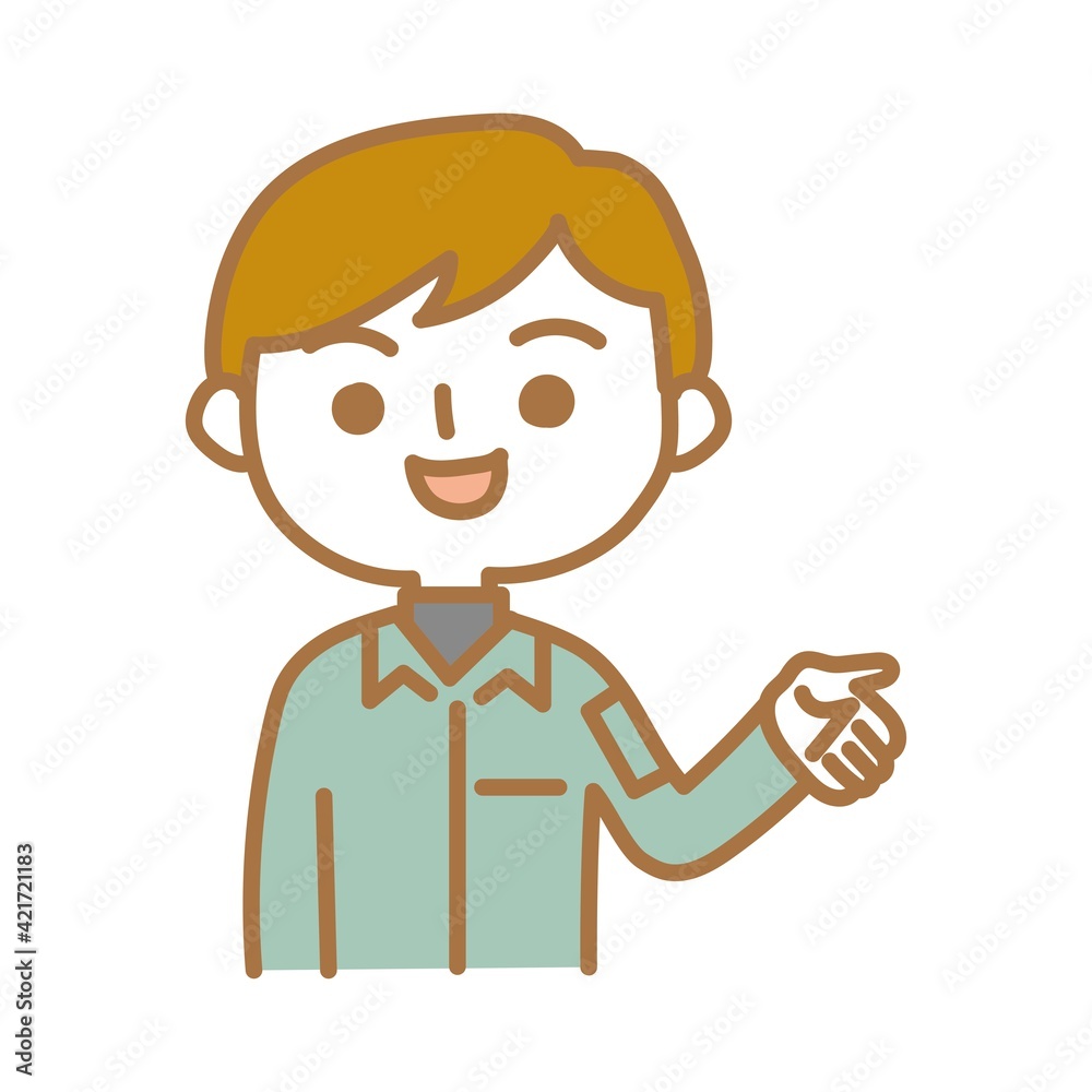 説明する作業員男性 説明する作業員男性