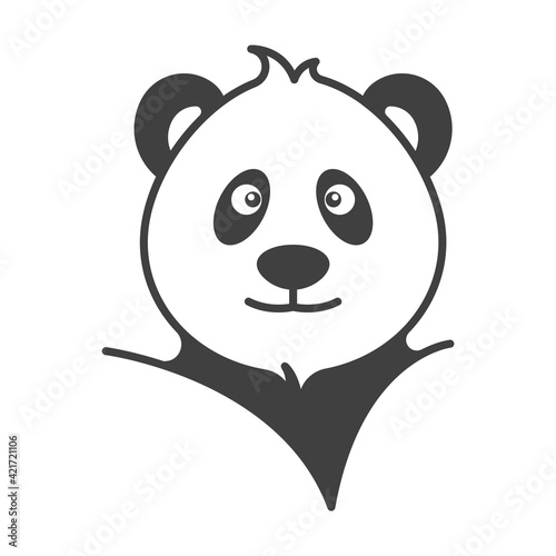 Fototapeta Naklejka Na Ścianę i Meble -  Panda head portrait icon. Simple, cute image of a stylish panda. Isolated vector on pure white background.