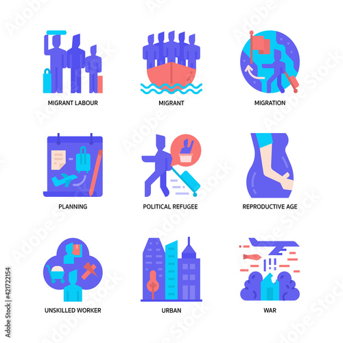 Migration icons set
