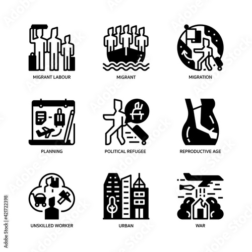 Migration icons set