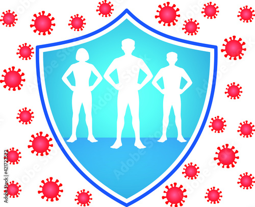 COVID-19 Corona virus antibody herd immunity shield vector illustration