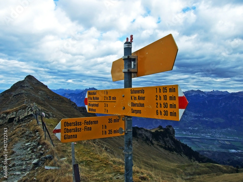 Marked hiking and walking trails on the slopes of the Sevelerberg and Werdenberg mountains, Sevelen - Canton of St. Gallen, Switzerland (Schweiz) photo