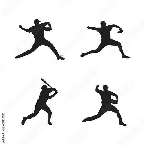 collection of baseball player silhouettes
