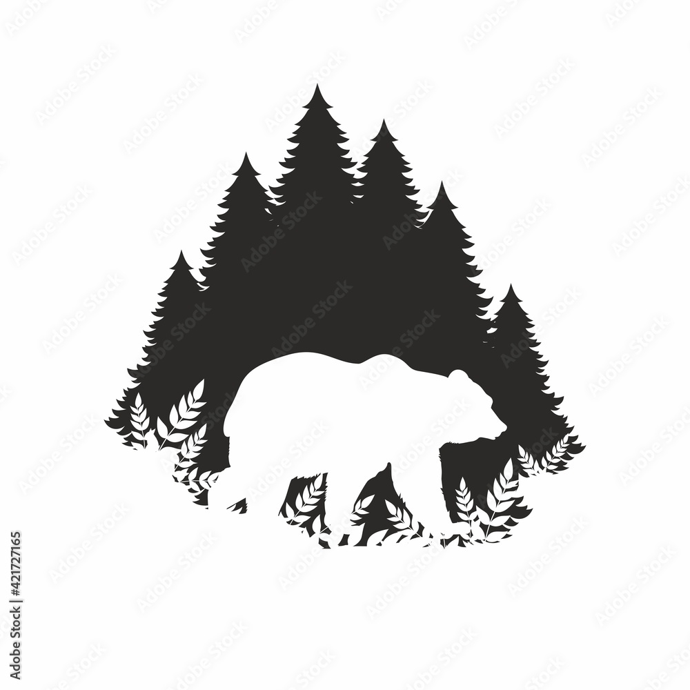 Silhouette Of A Bear In The Forest Stock イラスト Adobe Stock