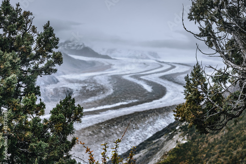 Cloudy glacier canyon natural scenery