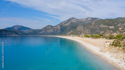 A fascinating view that has the unique nature of Oludeniz which is a county of Fethiye in Turkey. Because of its warm climate and fresh air  it has been an important destination to visit for tourists.