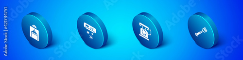 Set Isometric Lift, Telephone handset, Fork and Air conditioner icon. Vector