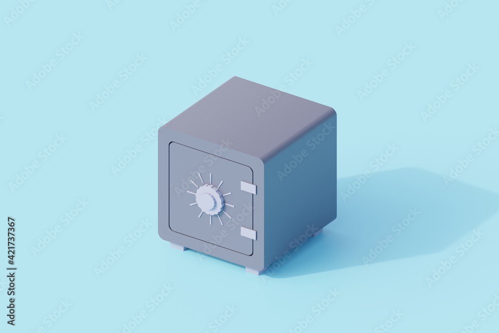 money safe deposit or vault single isolated object. 3d render illustration with isometric money safe deposit or vault single isolated object. 3d render illustration with isometric