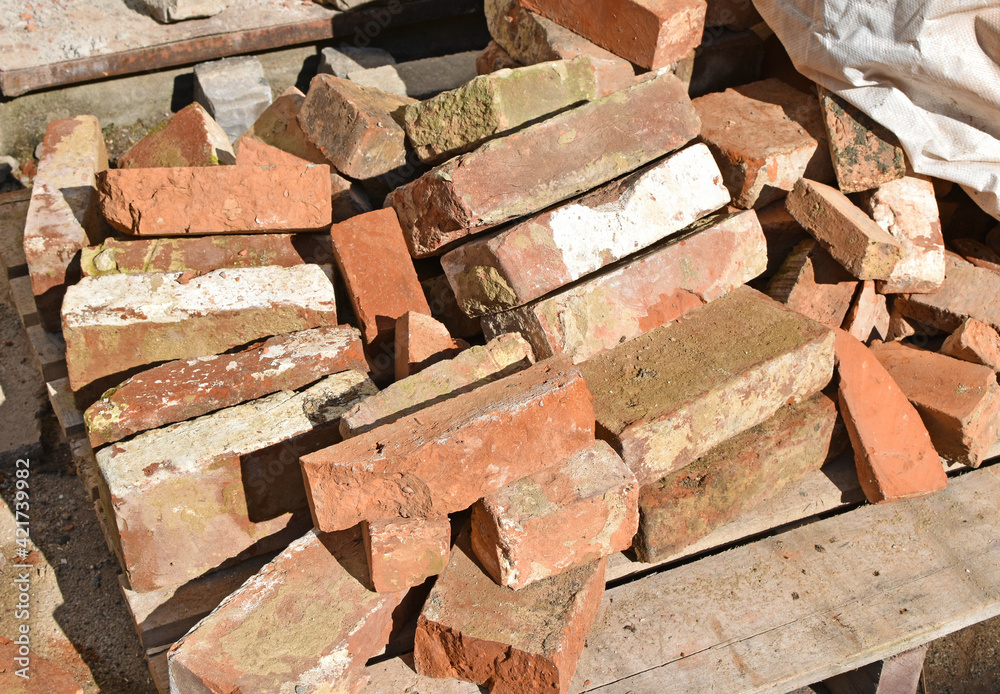 Heap of brick from a demolished building Heap of brick from a demolished building