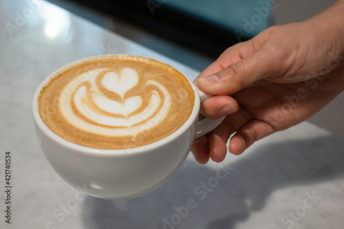 A cup of latte on the table