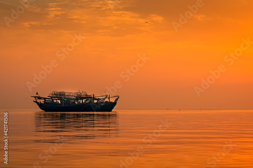 Beautiful morning sunrise view at Dammam Corniche -Saudi Arabia photo