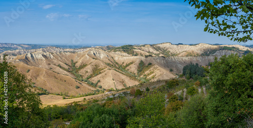Panoramic view of Parco regionale della vena del gesso romagnola. Brisighella, Borgo Rivola, Borgo Tossignano. Emilia Romagna, Italy, Europe.
