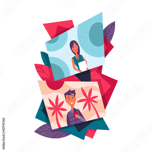 Video blogging. Studio blog recording on chroma key background. Recording podcast. Video recording. Workplace of blogger or video editor. Live streaming concept