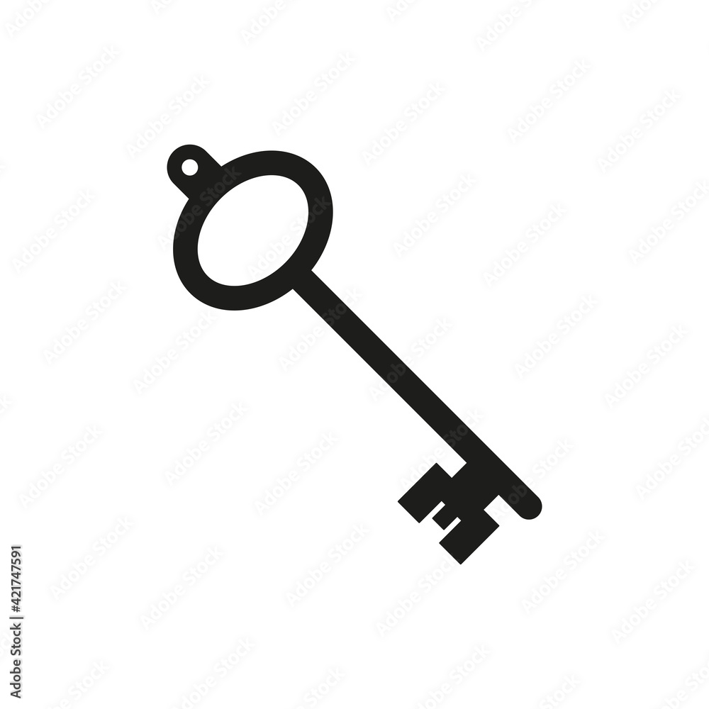 Icon of an old key. Simple vector illustration on a white background Icon of an old key. Simple vector illustration on a white background