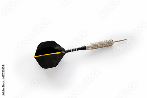 Sharp steel dart on a white isolated background. Determination in getting success.