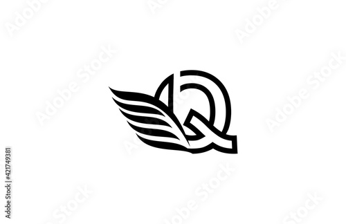 Typography Logo Font Letter Q Wings Vector