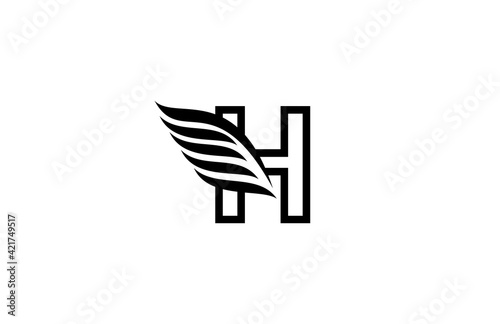 Typography Logo Font Letter H Wings Vector