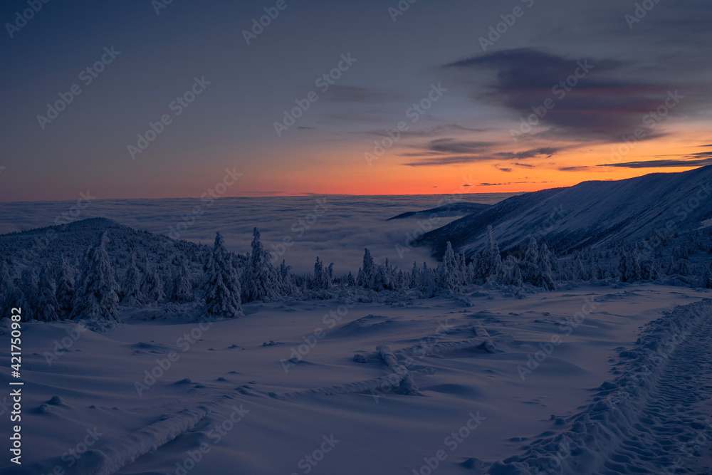 sunset in the mountains