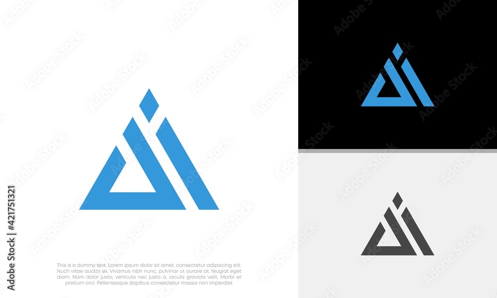 Initials AI logo design. Initial Letter Logo. Technology Logo Design. Triagle Logo. Initials AI logo design. Initial Letter Logo. Technology Logo Design. Triagle Logo.