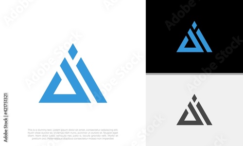 Initials AI logo design. Initial Letter Logo. Technology Logo Design. Triagle Logo.