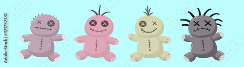 set of voodoo doll cartoon icon design template with various models. vector illustration isolated on blue background