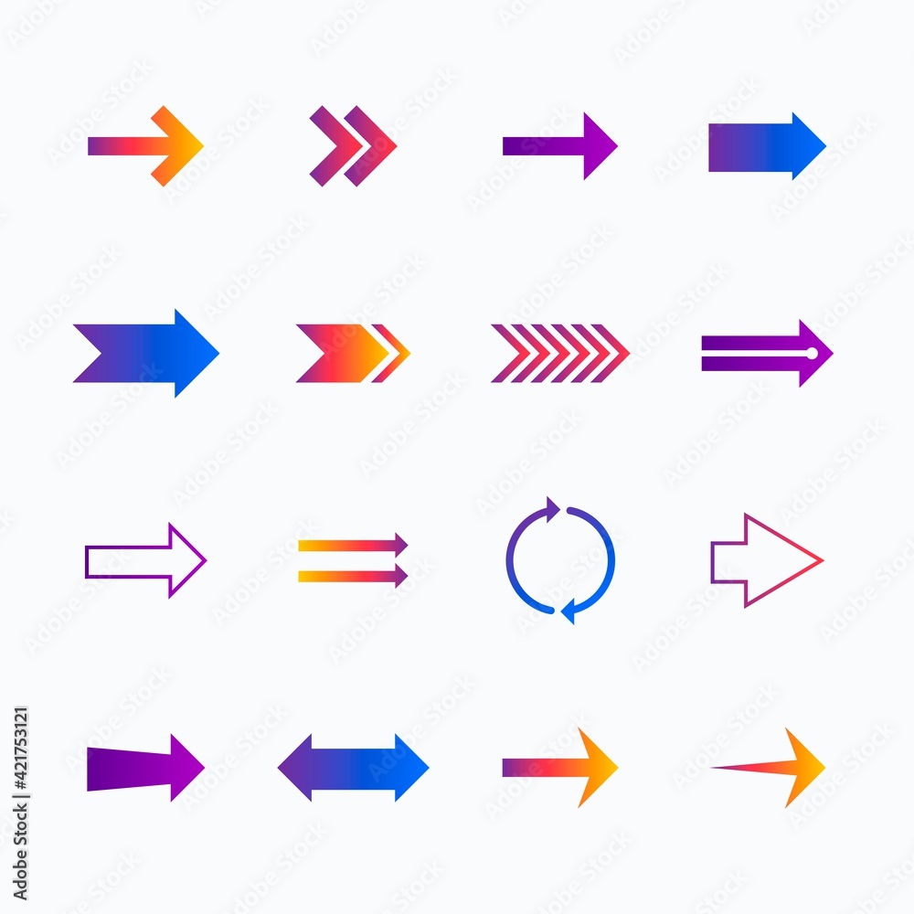 Gradient Arrow collection with a cheerful and festive gradation color Gradient Arrow collection with a cheerful and festive gradation color