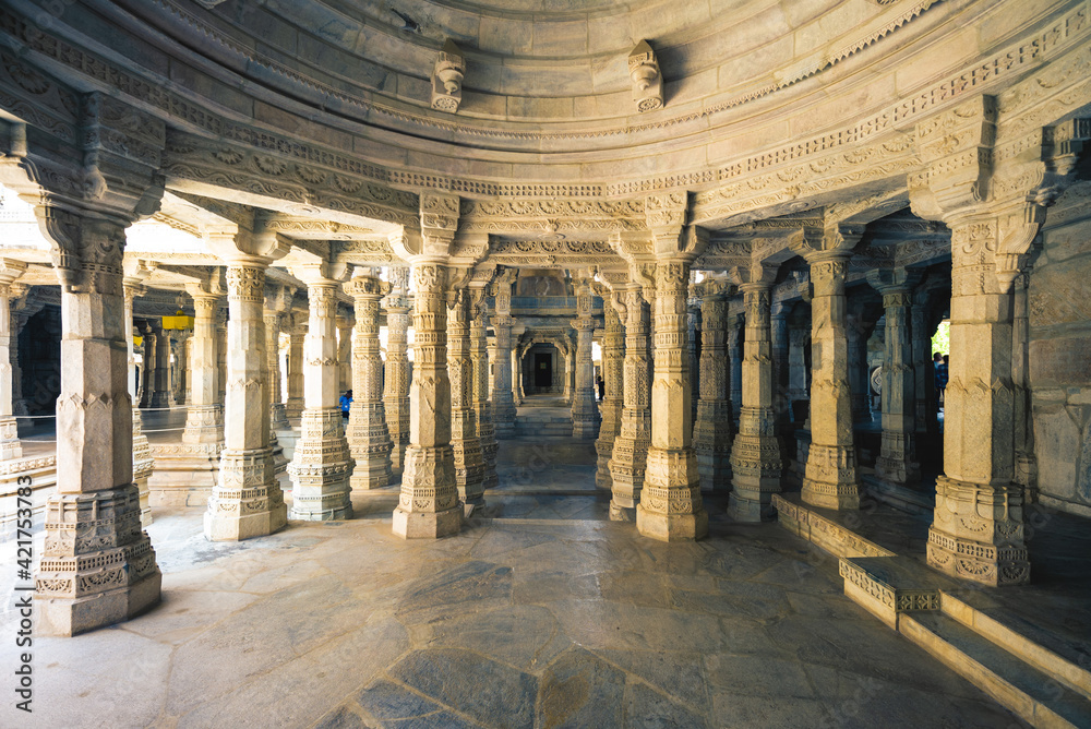 Ranakpur Jain temple, or Chaturmukha Dharana Vihara, in Rajasthan, India