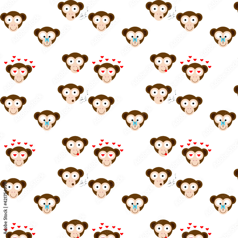 Children's pattern. Emotions funny monkey.