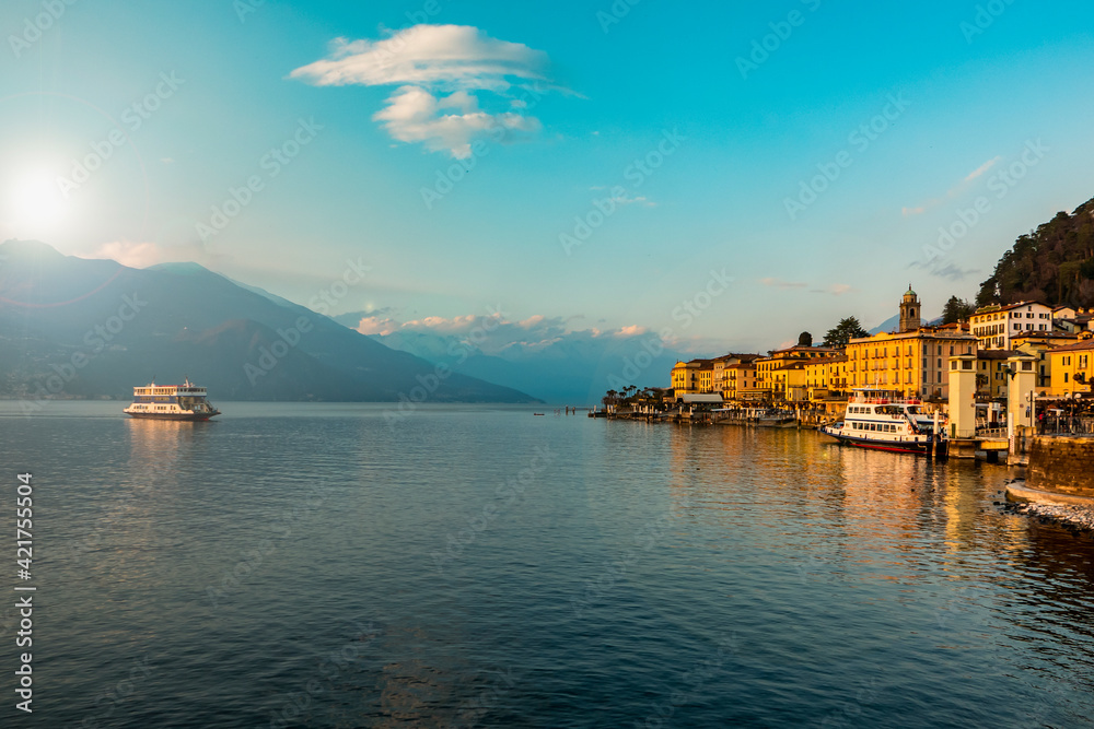 Landscape of Bellagio at sunset hours